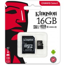 KINGSTON 16GB micro SDHC Card Class 10 + SD adapter